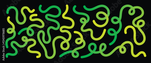 Abstract gradient line element design vector set. Creative concept modern art design with dynamic colorful wavy line shapes. Illustration for background, banner, card, poster, branding, ads.