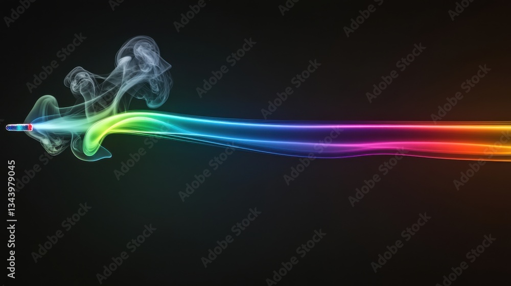 Colorful Smoke Flowing in the Dark Background with Light Trails Colorful Smoke Flowing in the Dark Background with Light Trails