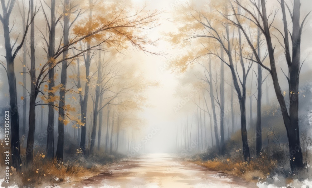 Serene autumn forest pathway Serene autumn forest pathway