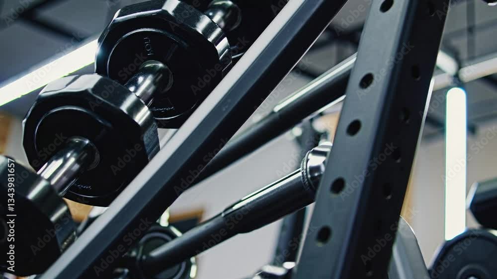 A Close-Up View of a Set of Heavy Dumbbells in a Modern Gym Setting Designed for Strength Training and Fitness Enthusiasts A Close-Up View of a Set of Heavy Dumbbells in a Modern Gym Setting Designed for Strength Training and Fitness Enthusiasts