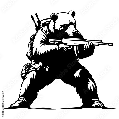 Cartoon Bear Holding a Rifle with Scope