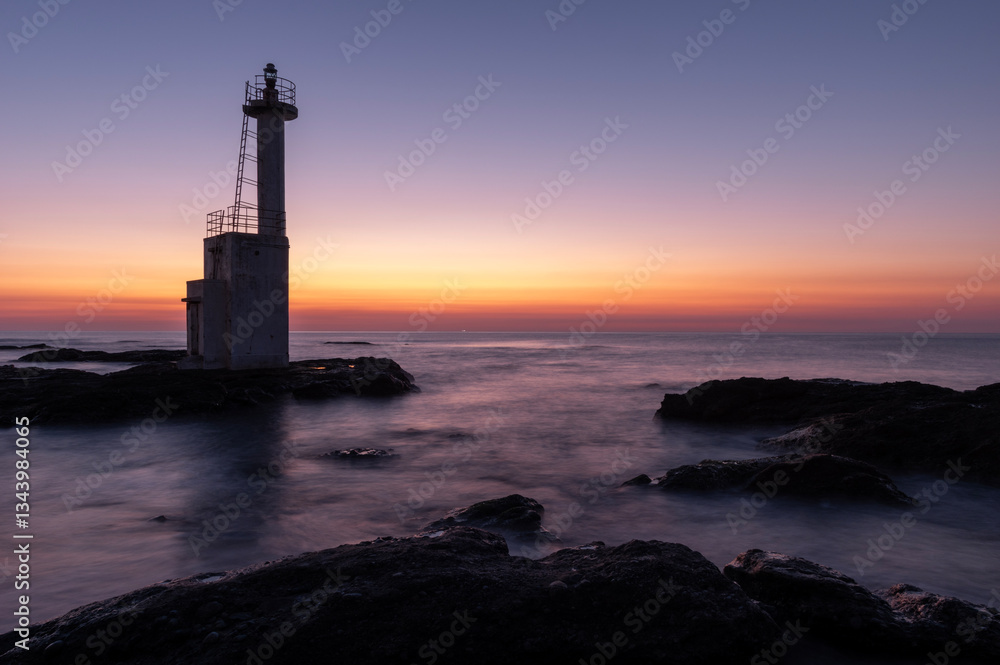 大洗の磯の夜明けの風景 大洗の磯の夜明けの風景
