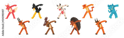 Various Animals Standing in Dub Dancing Pose Vector Set