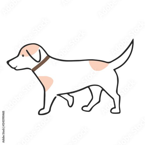 首輪を付けた小型犬のイラスト
