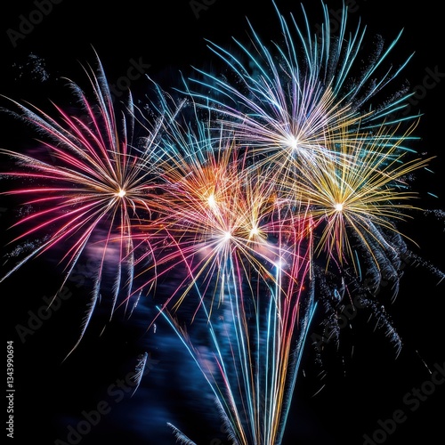 Wallpaper Mural Vibrant Fireworks Display Illuminating the Night Sky with Multicolored Explosions Torontodigital.ca