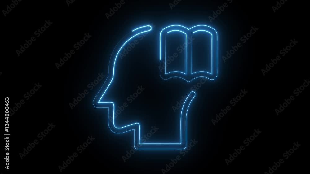Glowing neon memorize icon isolated on black background. HD Video motion graphic animation Glowing neon memorize icon isolated on black background. HD Video motion graphic animation