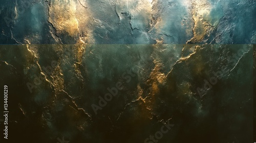 Textured stone wall illuminated by golden light