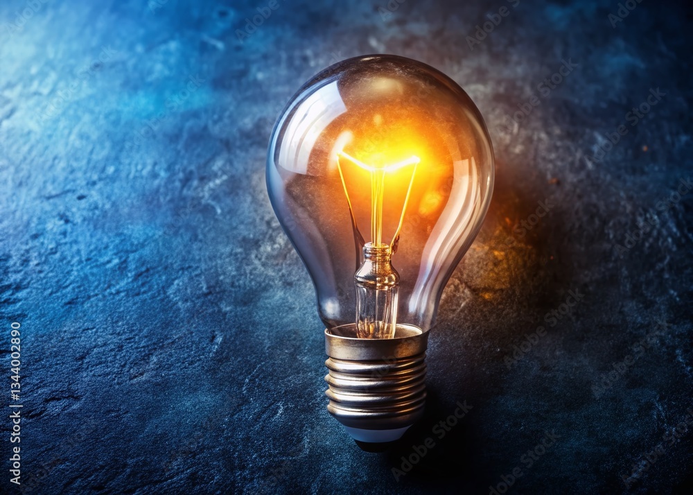 Glowing Electric Light Bulb, Energy Efficiency, Innovation, Bright Idea Stock Photo Glowing Electric Light Bulb, Energy Efficiency, Innovation, Bright Idea Stock Photo
