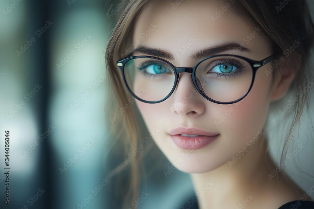 Choosing between eyeglasses and contact lenses while showcasing natural beauty in a modern setting Choosing between eyeglasses and contact lenses while showcasing natural beauty in a modern setting