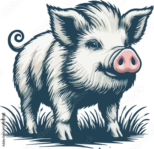 Pig flat cartoon isolated on transparant background. Vector illustration.