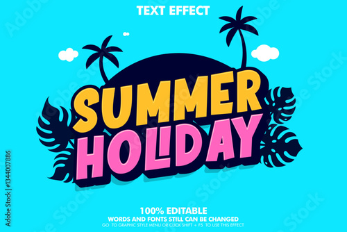 Summer holiday editable text effect with summer background