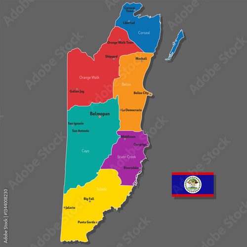 Vector map of Belize