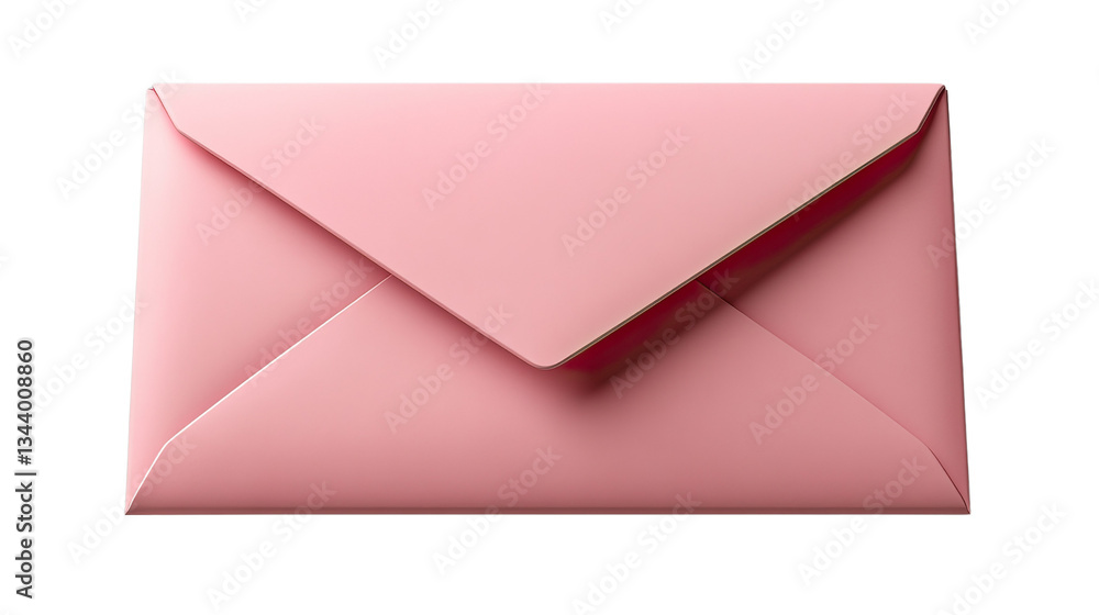 Pink Envelope: A minimalist studio shot of a sealed pink envelope, conveying a sense of personal communication, anticipation, and the delicate touch of a handwritten message.