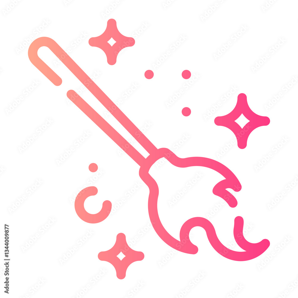 Naklejka premium magic broom gradient icon