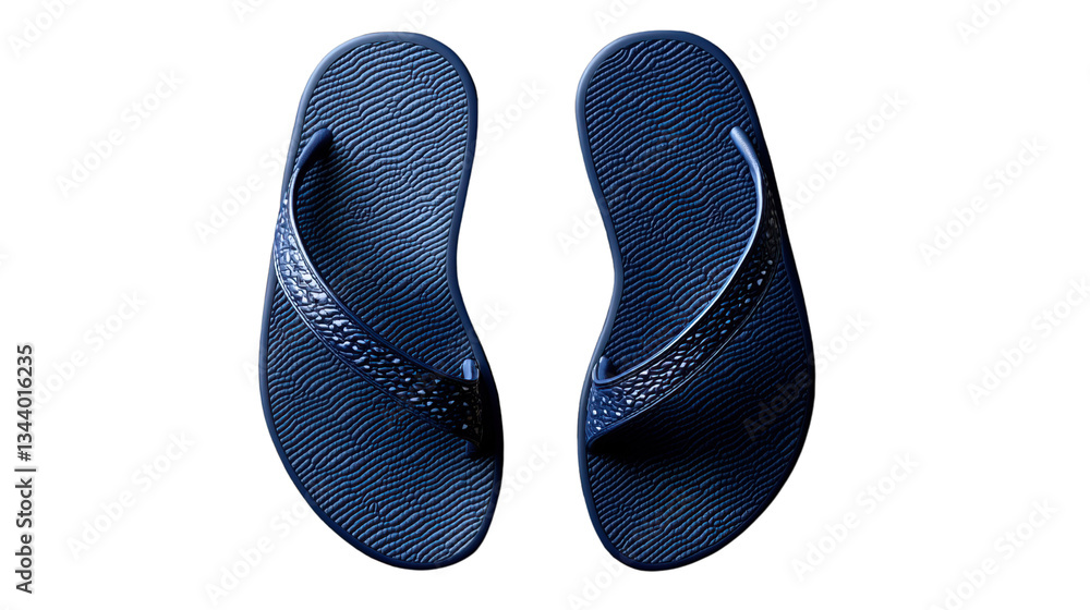 Pair of Dark Blue Flip-Flops: Isolated image of a stylish pair of dark blue flip-flops, capturing the essence of leisure, summer, and relaxation. Pair of Dark Blue Flip-Flops: Isolated image of a stylish pair of dark blue flip-flops, capturing the essence of leisure, summer, and relaxation.