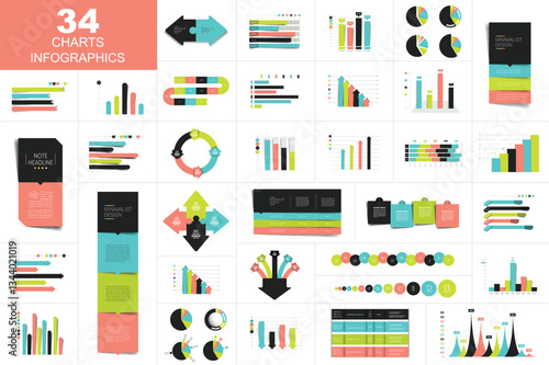 Big set of various infographic, charst, graphs.
