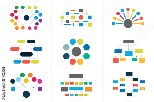 Flowcharts schemes, diagrams, mind maps. Vector infographic.