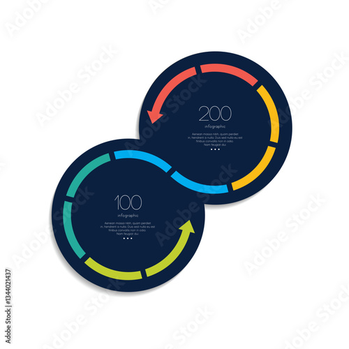 Two step, connected Arrow circles. Infographic Element.