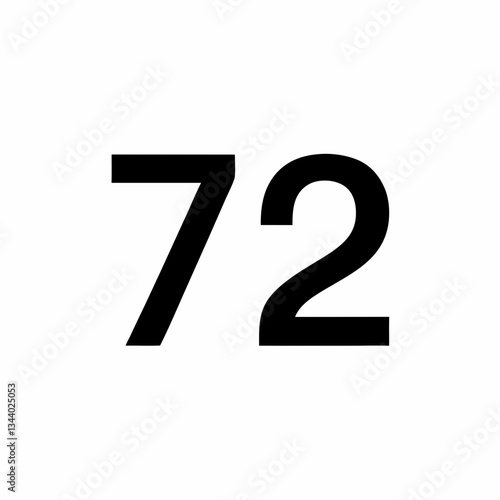 the number seventy-two in bold font vector illustration