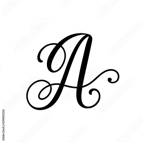 a elegant uppercase letter "A" in cursive style with swirly design, vector illustration