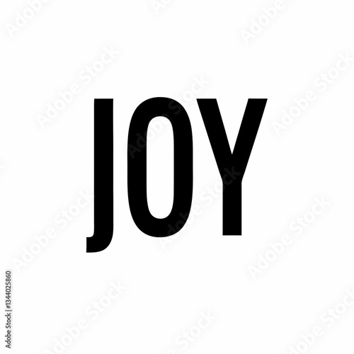 the word "JOY" in bold black letters on a clean surface, conveying a sense of happiness vector illustration