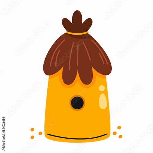 beehive on white background. Cartoon illustration on theme of beekeeping