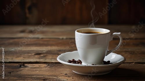 Coffee cup on old kitchen table