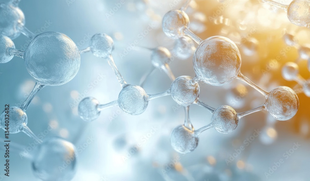 Photorealistic Molecular Structures in Soft Minimalistic Environment Science Illumination of Hyaluronic Acid and Collagen for Skin Care Photorealistic Molecular Structures in Soft Minimalistic Environment Science Illumination of Hyaluronic Acid and Collagen for Skin Care