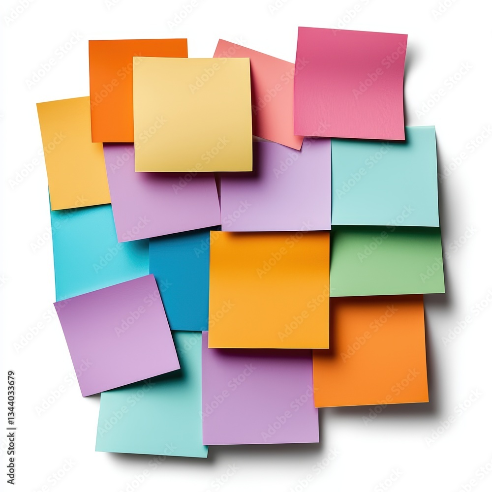 Colorful sticky notes arranged in a random pattern creating an engaging visual for creative projects or organizational themes. Colorful sticky notes arranged in a random pattern creating an engaging visual for creative projects or organizational themes.