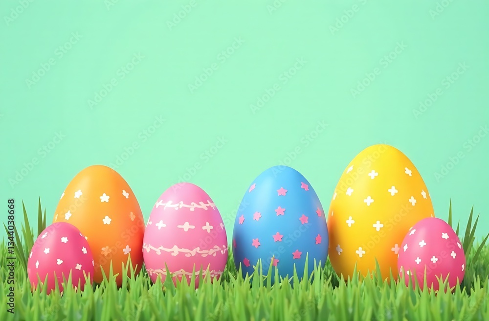 Easter background made of colorful painted eggs Easter background made of colorful painted eggs