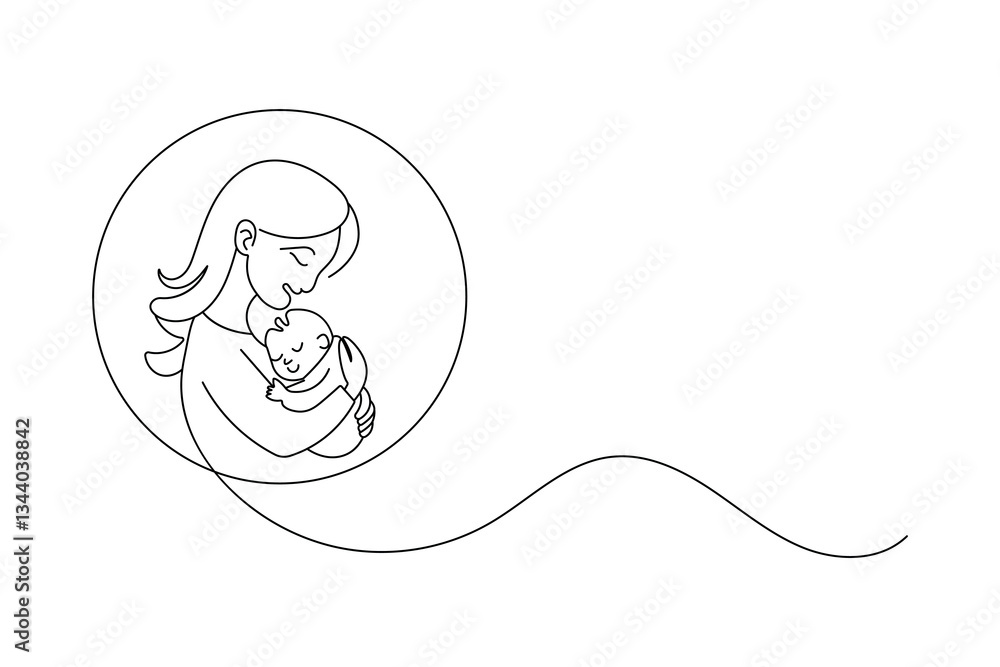 Mother and baby continuous single line art and isolated outline vector design
Mother and baby continuous single line art and isolated outline vector design