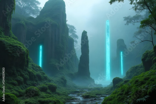 The Forgotten World: A Sci-Fi Rainforest with Glowing Ruins