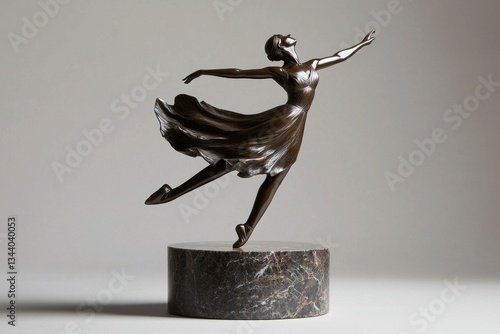Bronze ballerina sculpture in graceful pose. Elegance and artistry for decor