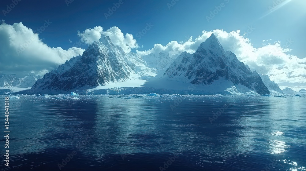 custom made wallpaper toronto digitalMajestic Glacial Mountains Landscape reflecting the blue water in Antarctica