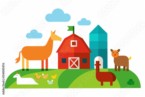 farm animals and house