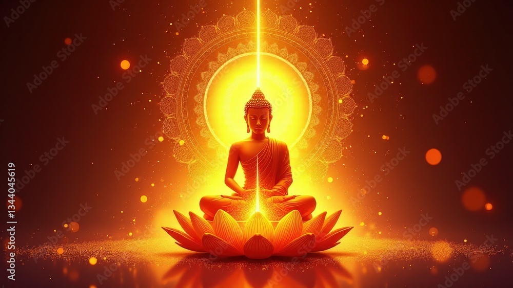 Celebration vesak day design with Buddha silhouette. Shiny Vesak day design background Celebration vesak day design with Buddha silhouette. Shiny Vesak day design background