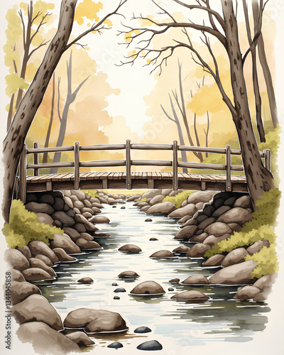 wooden bridge in the forest