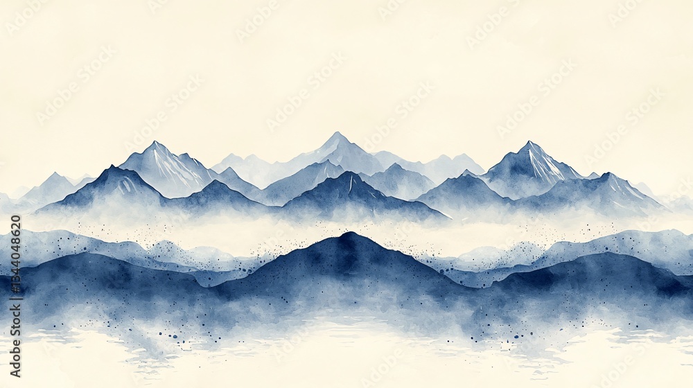 Misty Mountain Range Landscape Art Misty Mountain Range Landscape Art