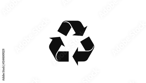 Black recycling icon on trasparent background