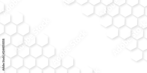 Abstract white background with hexagons . white Hexagonal Background Luxury White Pattern seamless bright white abstract honeycomb background 3D Futuristic abstract geometric mesh cell texture.