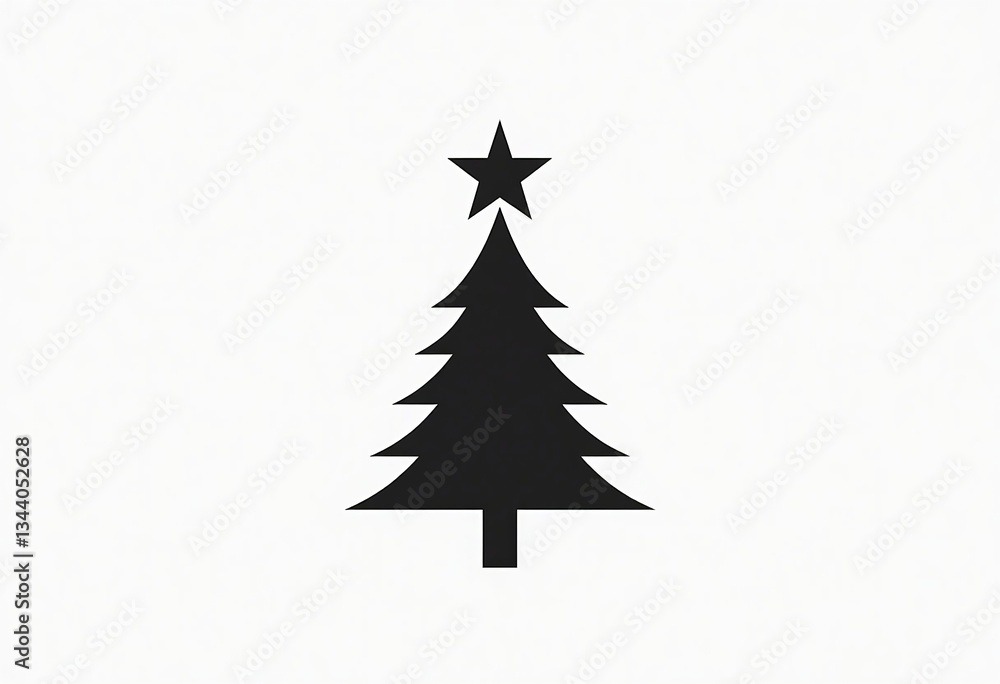Fototapeta premium Black and White Geometric Christmas: A Stylized Tree Design on White, Perfect for Modern Holiday Greetings, Graphic Prints, and Sleek Seasonal Advertisements.