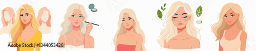 collection of beautiful blonde women vectors
