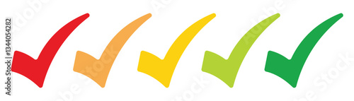 A Set of Five Checkmarks in Different Colors