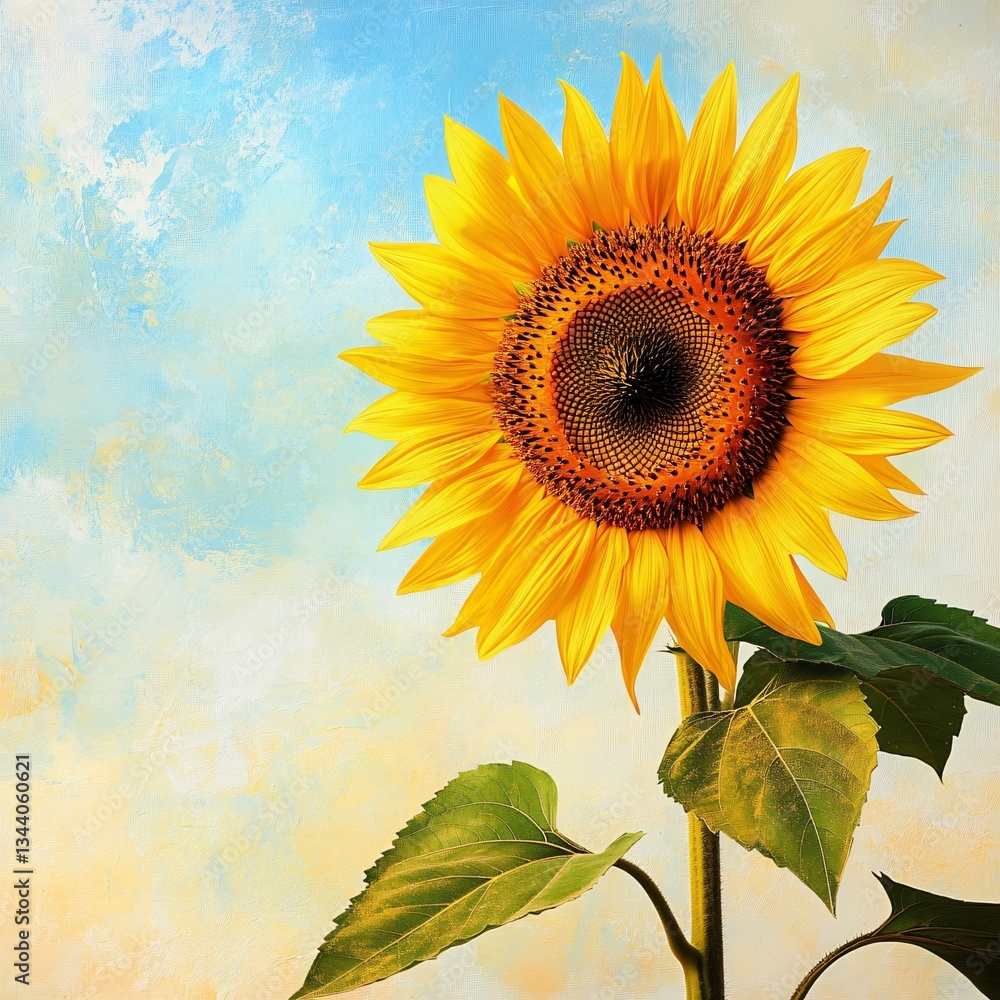 Obraz premium Vibrant sunflower blooming in nature's landscape close-up photography bright colors natural environment