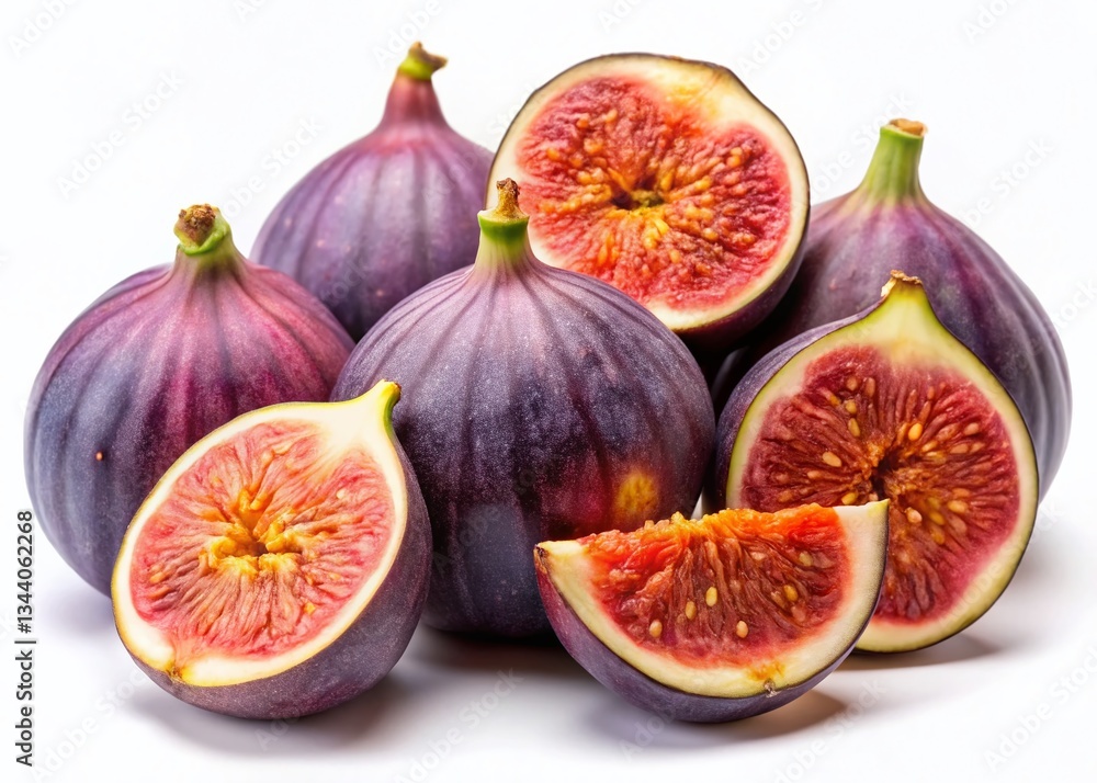 Juicy Ripe Figs Isolated on White: Fresh Summer Fruit Stock Photo Juicy Ripe Figs Isolated on White: Fresh Summer Fruit Stock Photo
