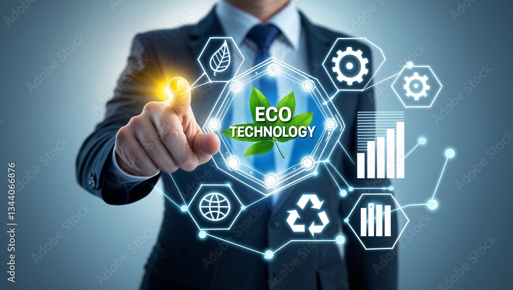 A person holds hands outstretched with eco symbols floating around, emphasizing the importance of sustainability and environmental awareness in urban life. new A person holds hands outstretched with eco symbols floating around, emphasizing the importance of sustainability and environmental awareness in urban life. new