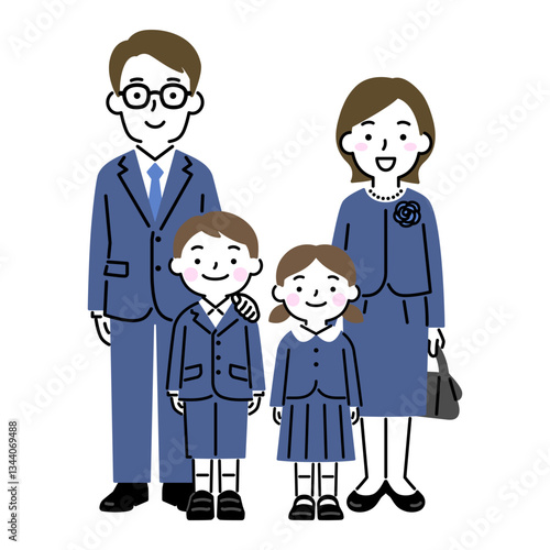 正装の4人家族