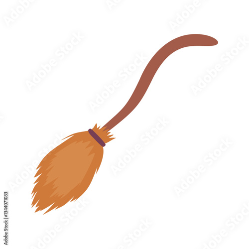 Vector cartoon image of a witch's broom. Halloween and fun concept. Creepy elements for your design.
