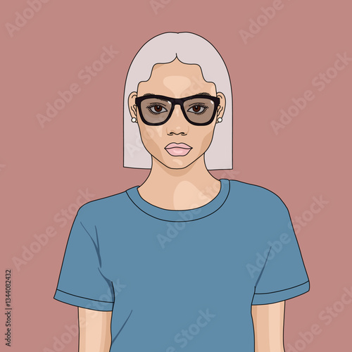 Elegant Woman with White Hair Portrait