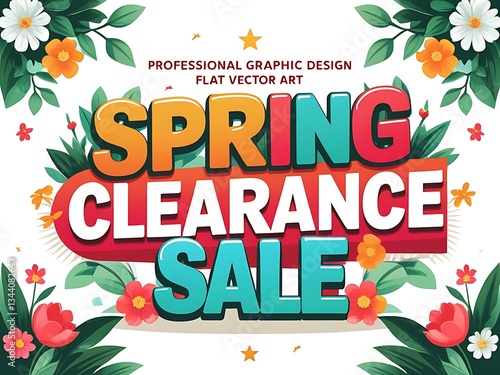 Colorful spring themed design advertising a seasonal clearance sale